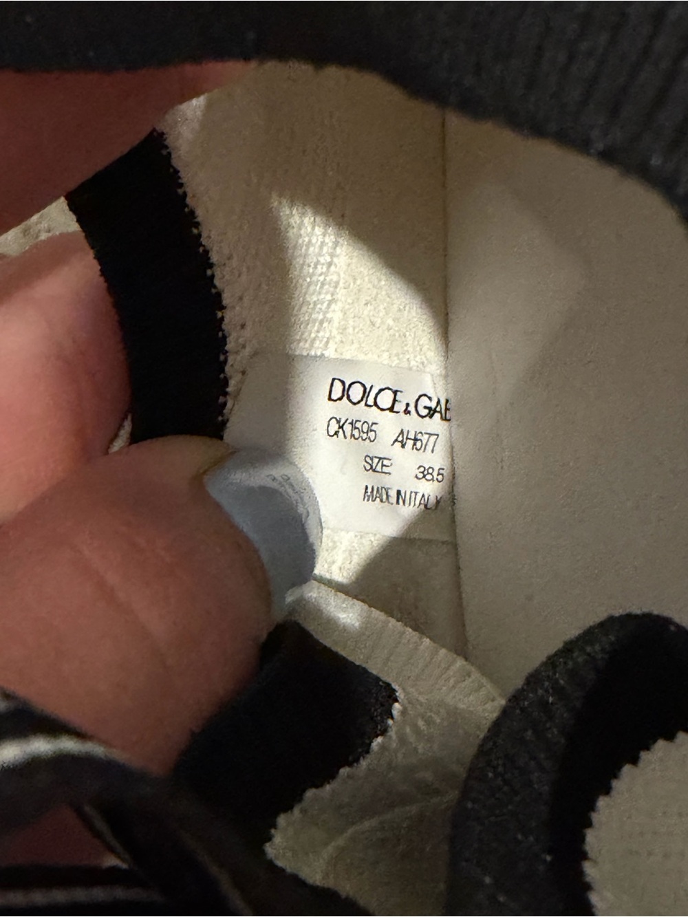 Dolce & Gabbana White and Black Logo Slip-On Sneakers - Picture 4 of 4